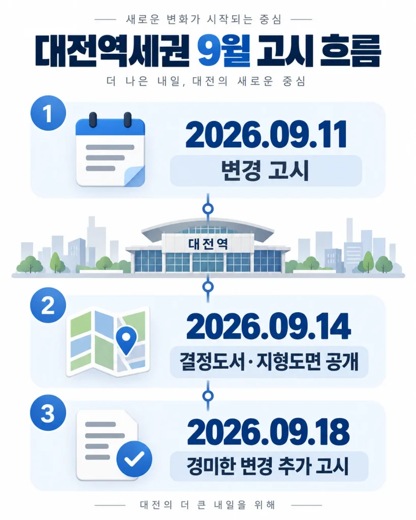 2026년 9월 대전역세권 재정비촉진계획 변경 고시 일정