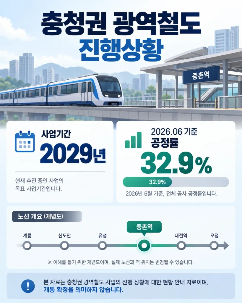충청권 광역철도 중촌역 사업기간 2029년 공정률 32.9퍼센트